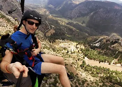 Tandem Paragliding Flight in Delphi