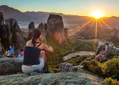 Majestic Sunset on Meteora Rocks Tour