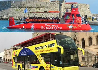 Hop-on Hop-off Bus and Submarine Tour in Rhodes