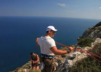 Rock Climbing and Rappelling in Ladiko Bay Rhodes