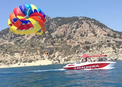 Parasailing from Tsambika Beach in Rhodes